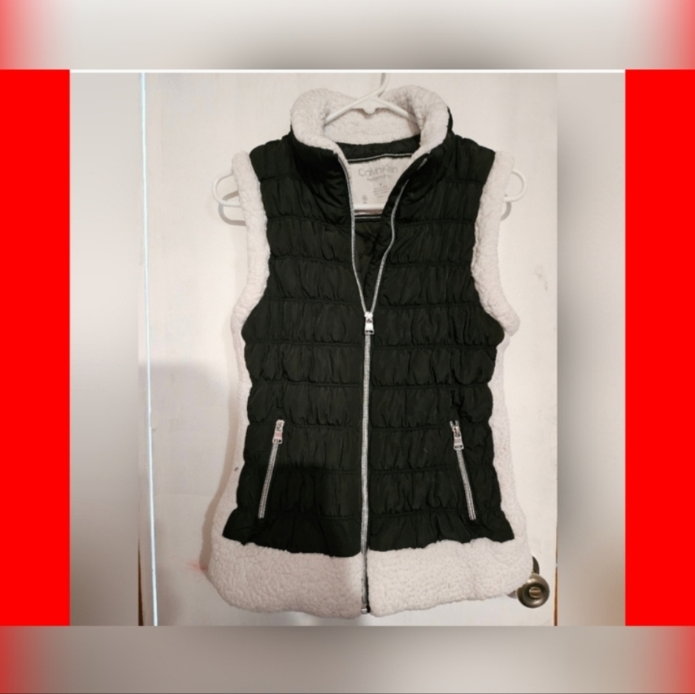 Calvin Klein chaleco acolchado mujer talla M negro con forro blanco